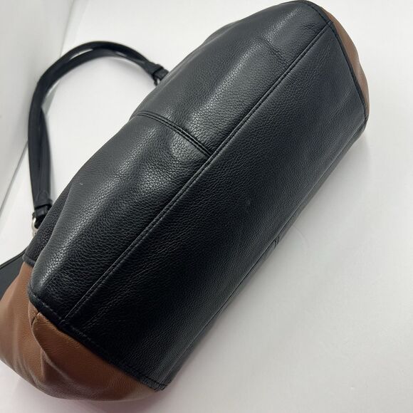 Coach Vintage Black/Brown Leather Large Shoulder Bag Tote Park Carrie Colorblock - Picture 4 of 11